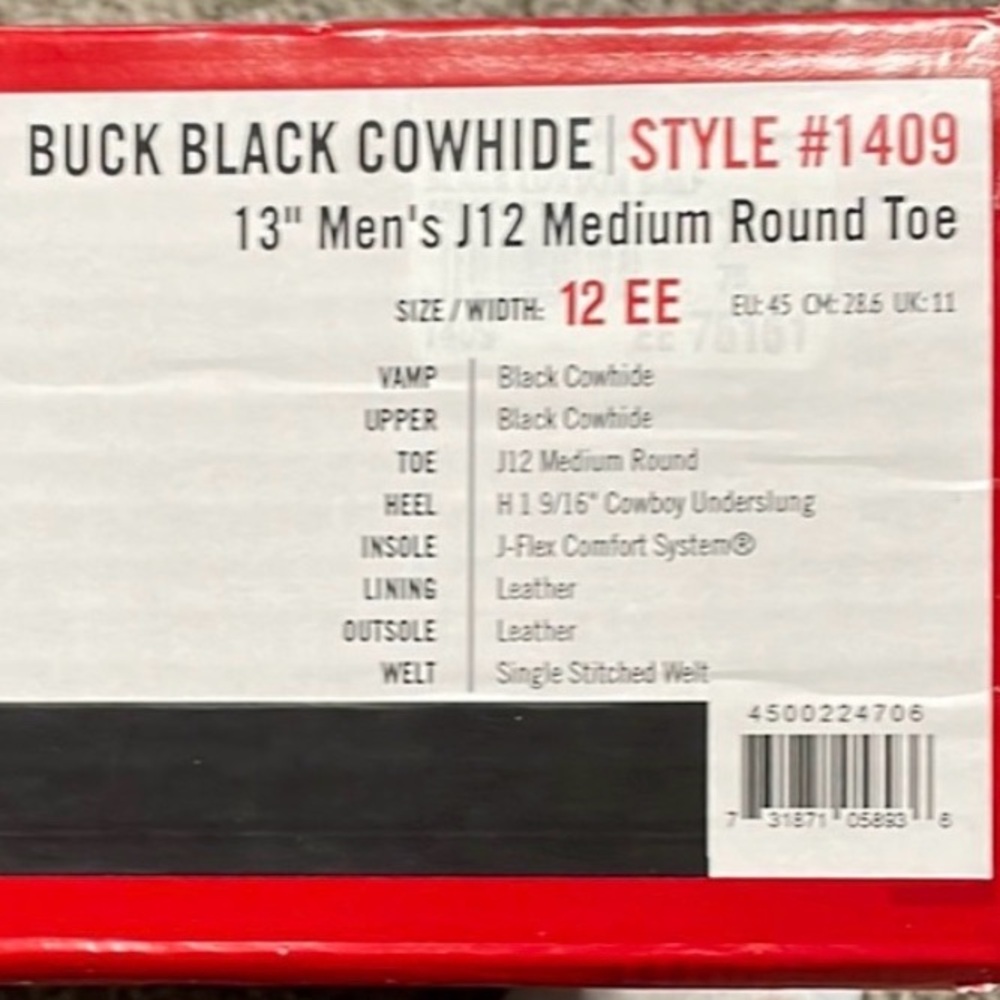 12EE Justin Cowboy Boots - Picture 4 of 5